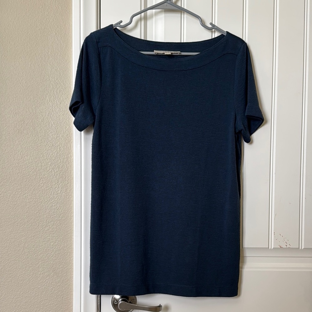 LOFT Navy Blue Boatneck Short Sleeve Tee